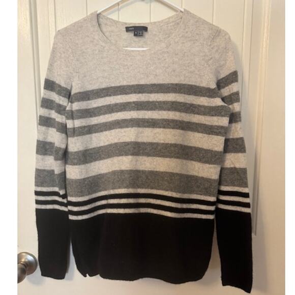 Vince 100% Cashmere Striped Crew Neck Sweater S - Picture 2 of 6